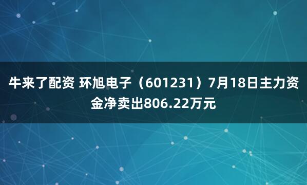 牛来了配资 环旭电子（601231）7月18日主力资金净卖出806.22万元